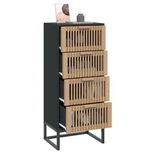 Visoka komoda crna 40 x 30 x 95 cm od konstruiranog drva - Crna 1 Cijena
