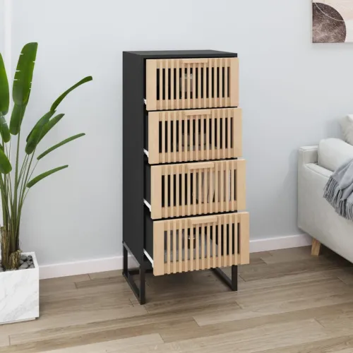 Visoka komoda crna 40 x 30 x 95 cm od konstruiranog drva - Crna 1 Cijena