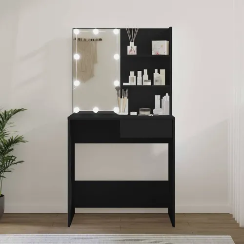 Toaletni stolić s LED svjetlima crni 74,5 x 40 x 141 cm - Crna 1 Crna Cijena