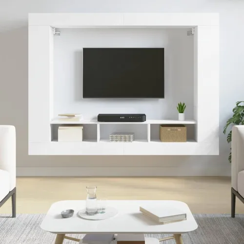 TV ormarić bijeli 152 x 22 x 113 cm od konstruiranog drva - Bijela 1 Cijena
