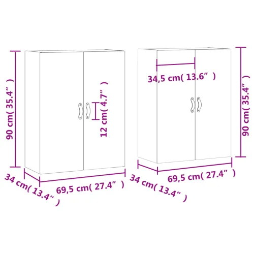 Zidni ormarići 2 kom bijeli 69,5 x 34 x 90 cm - Bijela 2 Koža Cijena