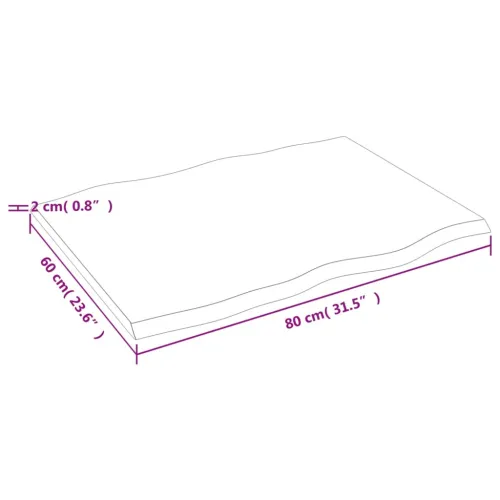 Stolna ploča 80x60x2 cm netretirana hrastovina sa živim rubom - Prirodna 80 x 60 x 2 cm Cijena