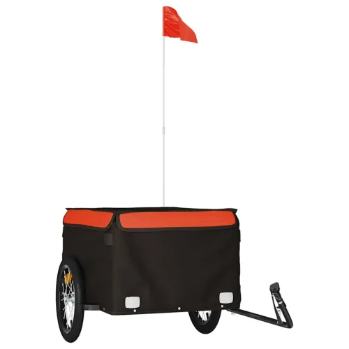 Prikolica za bicikl crno-narančasta 45 kg željezna - Narančasta 124 x 62.5 x 52 cm Cijena
