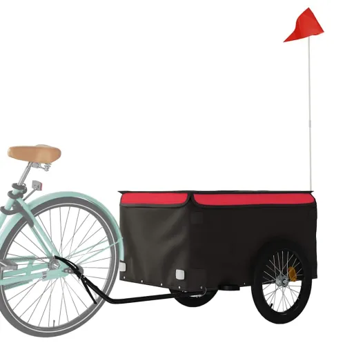 Prikolica za bicikl crno-crvena 45 kg željezna - Crvena 134 x 69 x 59 cm Cijena