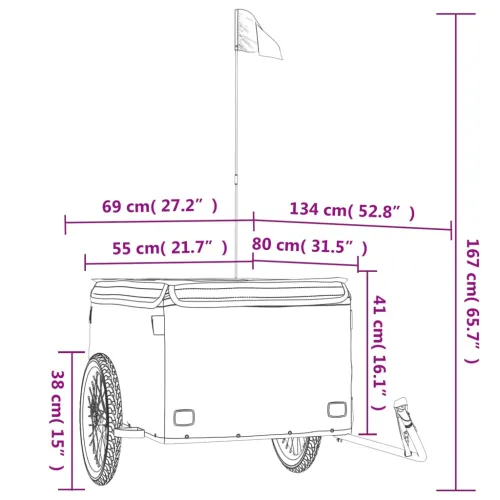 Prikolica za bicikl crno-crvena 45 kg željezna - Crvena 134 x 69 x 59 cm Cijena
