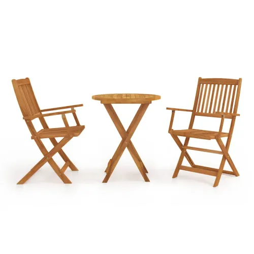 3-dijelni sklopivi bistro set od masivnog bagremovog drva - S naslonom za ruke Okruglo 60 cm Cijena