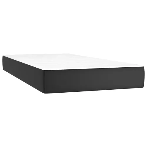 Boxspring - Krevet s oprugama i madracem crni 90x190 cm od umjetne kože - Crna 90 x 190 cm Gladak dizajn Cijena