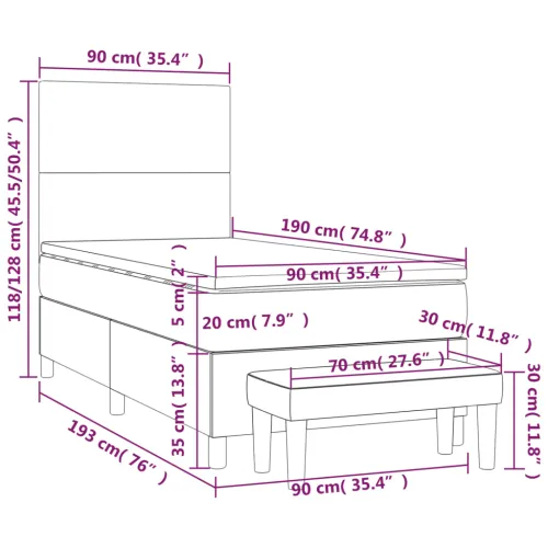 Boxspring - Krevet s oprugama i madracem crni 90x190 cm od umjetne kože - Crna 90 x 190 cm Gladak dizajn Cijena
