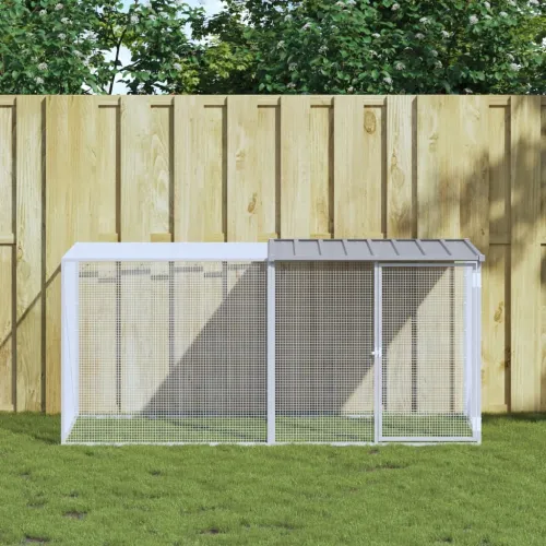 Kavez za kokoši s krovom svjetlosivi 203x98x90 cm čelični - Svjetlosiva 203 x 98 x 90 cm Svjetlosiva 203 x 98 x 90 cm Cijena