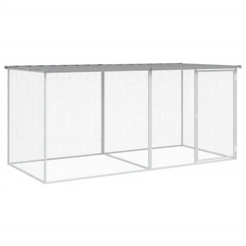 Kavez za kokoši s krovom svijetlo sivi 203x98x90 cm pocinčani čelik - Svjetlosiva 203 x 98 x 90 cm Svjetlosiva 203 x 98 x 90 cm Cijena