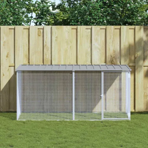 Kavez za kokoši s krovom svijetlo sivi 203x98x90 cm pocinčani čelik - Svjetlosiva 203 x 98 x 90 cm Svjetlosiva 203 x 98 x 90 cm Cijena