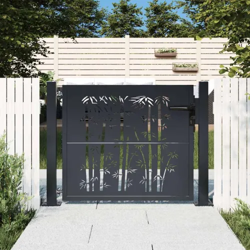 Dvorišna vrata - Vrtna vrata antracit boje 100x100 cm, dizajn od čelika i bambusa - 100 x 100 cm Cijena