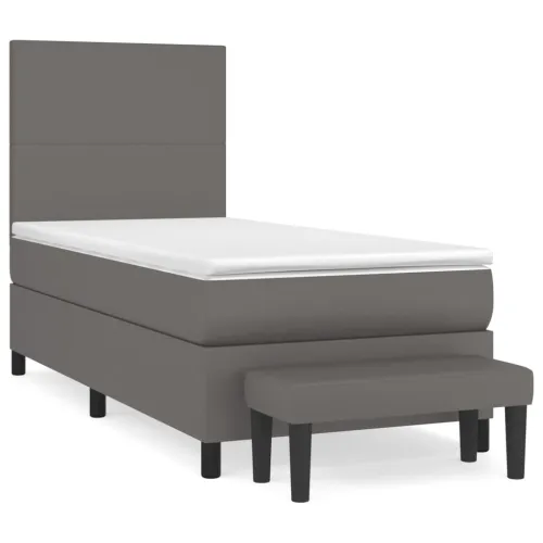 Boxspring - Krevet s oprugama i madracem sivi 80 x 200 cm od umjetne kože - Siva 80 x 200 cm Gladak dizajn Cijena