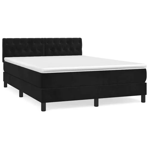 Boxspring - Krevet s oprugama i madracem crni 140 x 190 cm baršunasti - Crna 140 x 190 cm Dizajn s gumbima Cijena