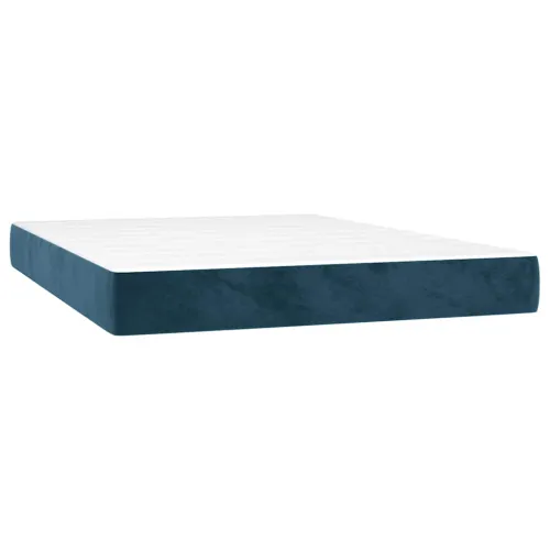 Boxspring - Krevet s oprugama i madracem tamnoplavi 140x190 cm baršunasti - Tamno plava 140 x 190 cm Dizajn s gumbima Cijena