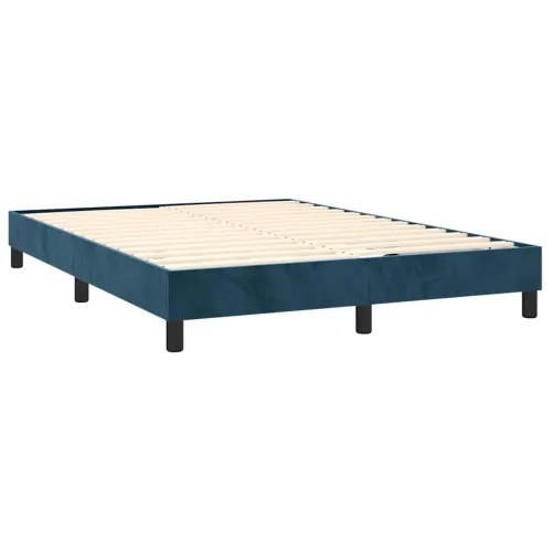 Boxspring - Krevet s oprugama i madracem tamnoplavi 140x200 cm baršunasti - Tamno plava 140 x 200 cm Dizajn s gumbima Cijena