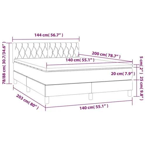 Boxspring - Krevet s oprugama i madracem tamnoplavi 140x200 cm baršunasti - Tamno plava 140 x 200 cm Dizajn s gumbima Cijena