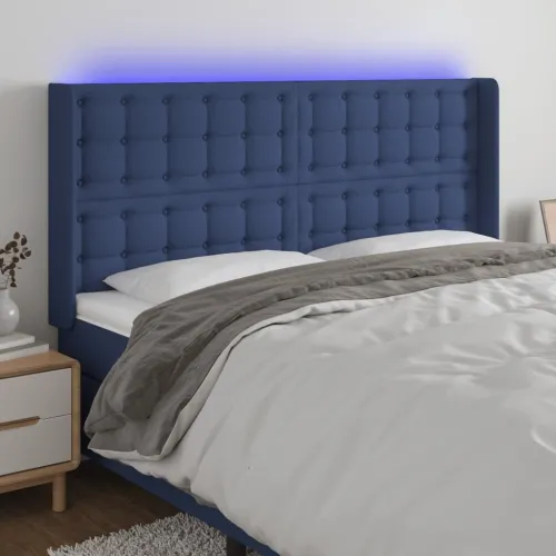 LED uzglavlje plavo 183 x 16 x 118/128 cm od tkanine - Plava 183 x 16 x 118/128 cm Cijena