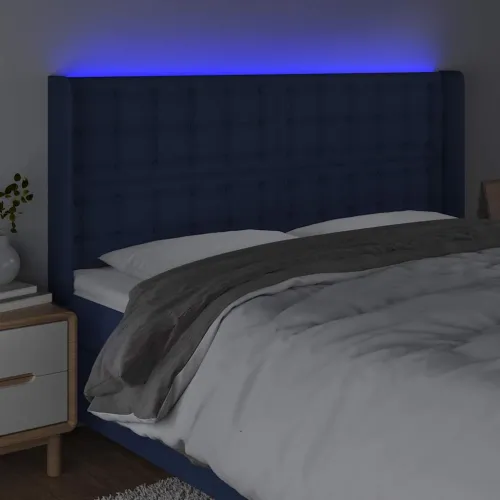 LED uzglavlje plavo 183 x 16 x 118/128 cm od tkanine - Plava 183 x 16 x 118/128 cm Cijena