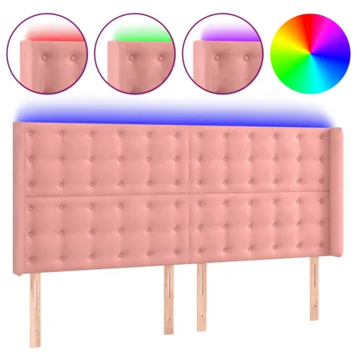 LED uzglavlje ružičasto 183x16x118/128 cm baršunasto - Ružičasta 183 x 16 x 118/128 cm Cijena