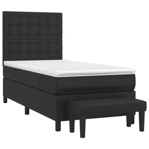 Boxspring - Krevet s oprugama i madracem crni 90 x 200 cm od umjetne kože - Crna 90 x 200 cm gumbi Cijena