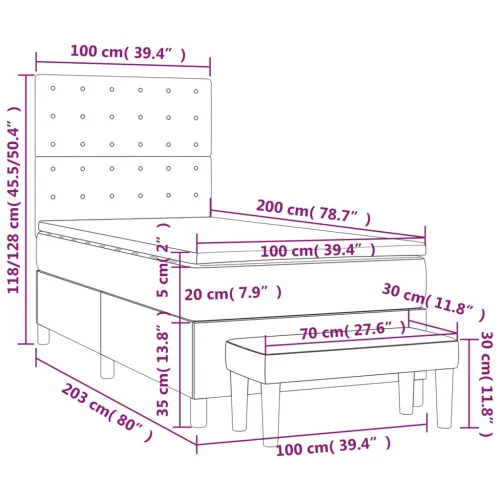 Boxspring - Krevet s oprugama i madracem crni 100x200 cm od umjetne kože - Crna 100 x 200 cm gumbi Cijena