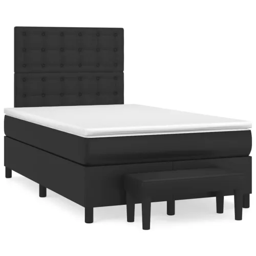 Boxspring - Krevet s oprugama i madracem crni 120 x 200 cm od umjetne kože - Crna 120 x 200 cm gumbi Cijena