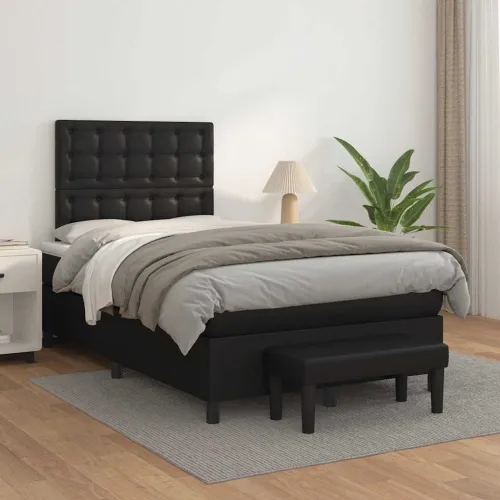 Boxspring - Krevet s oprugama i madracem crni 120 x 200 cm od umjetne kože - Crna 120 x 200 cm gumbi Cijena