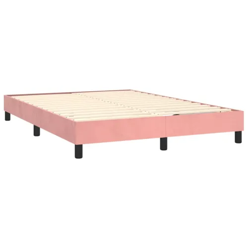 Boxspring - Krevet s oprugama i madracem ružičasti 140x200 cm baršunasti - Ružičasta 140 x 200 cm Dizajn s gumbima Cijena