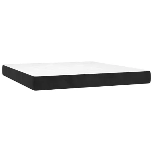 Boxspring - Krevet s oprugama i madracem crni 160x200 cm baršunasti - Crna 160 x 200 cm Dizajn s gumbima Cijena