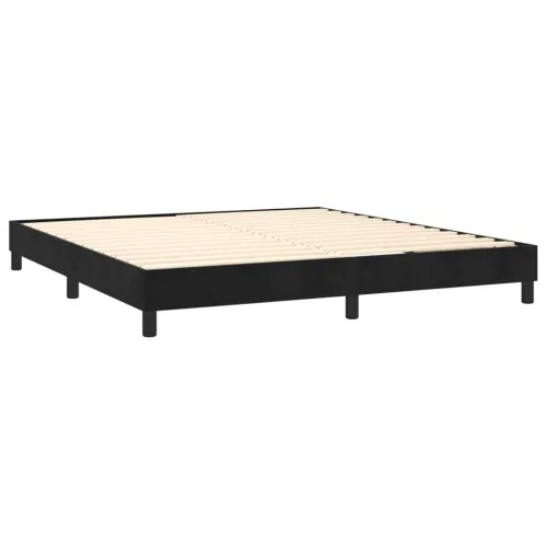 Boxspring - Krevet s oprugama i madracem crni 160x200 cm baršunasti - Crna 160 x 200 cm Dizajn s gumbima Cijena
