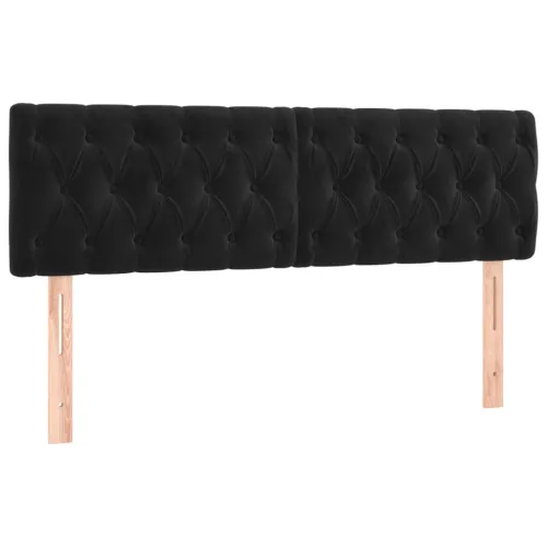 Boxspring - Krevet s oprugama i madracem crni 160x200 cm baršunasti - Crna 160 x 200 cm Dizajn s gumbima Cijena