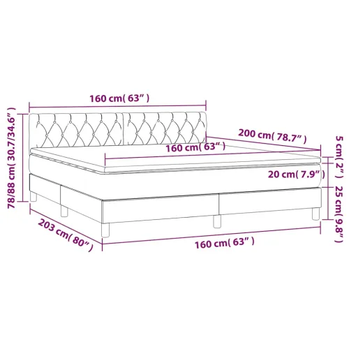 Boxspring - Krevet s oprugama i madracem tamnoplavi 160x200 cm baršunasti - Tamno plava 160 x 200 cm Dizajn s gumbima Cijena
