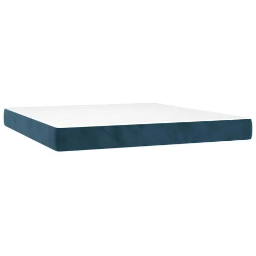 Boxspring - Krevet s oprugama i madracem tamnoplavi 160x200 cm baršunasti - Tamno plava 160 x 200 cm Dizajn s gumbima Cijena