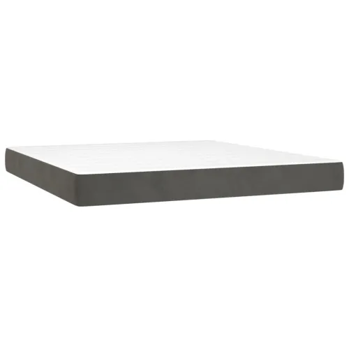 Boxspring - Krevet s oprugama i madracem tamnosivi 180x200 cm baršunasti - Tamno siva 180 x 200 cm Dizajn s gumbima Cijena