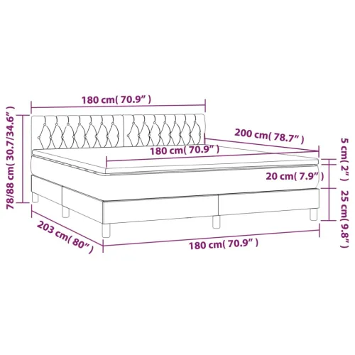 Boxspring - Krevet s oprugama i madracem tamnosivi 180x200 cm baršunasti - Tamno siva 180 x 200 cm Dizajn s gumbima Cijena
