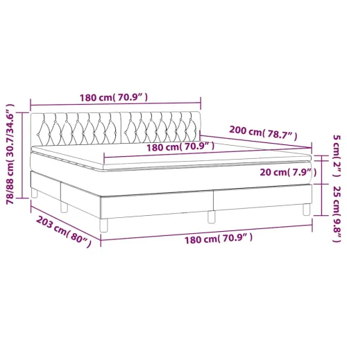 Boxspring - Krevet s oprugama i madracem crni 180x200 cm baršunasti - Crna 180 x 200 cm Dizajn s gumbima Cijena