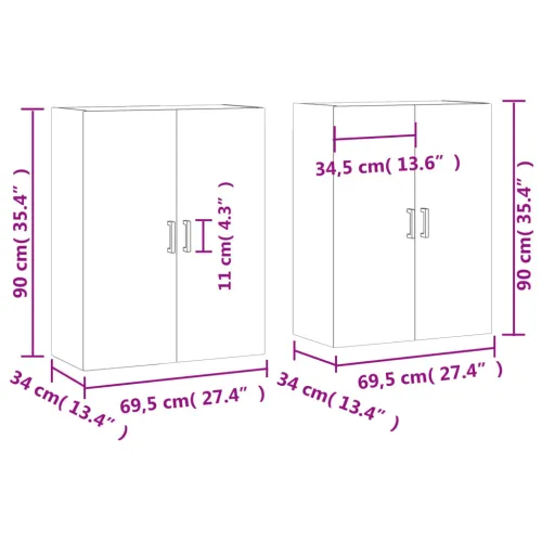 Zidni ormarići 2 kom bijeli 69,5 x 34 x 90 cm - Bijela 2 Crni U-oblik Cijena