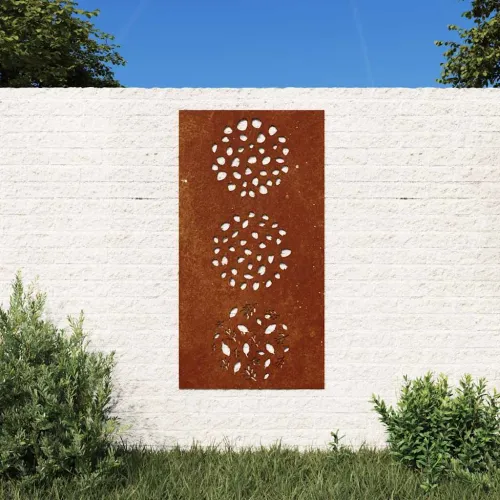 Vrtni zidni ukras 105 x 55 cm od čelika COR-TEN s uzorkom lišća Cijena