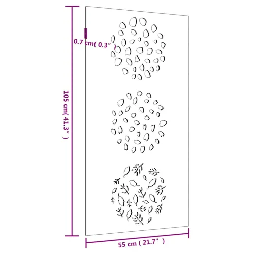 Vrtni zidni ukras 105 x 55 cm od čelika COR-TEN s uzorkom lišća Cijena