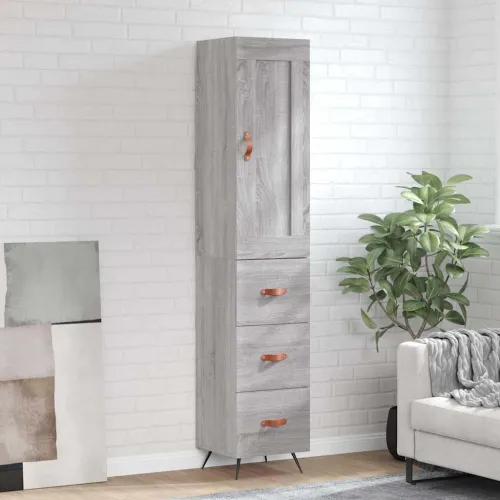 Visoka komoda siva sonome 34,5x34x180 cm od konstruiranog drva - Sivi hrast sonoma 1 3 ladice Cijena
