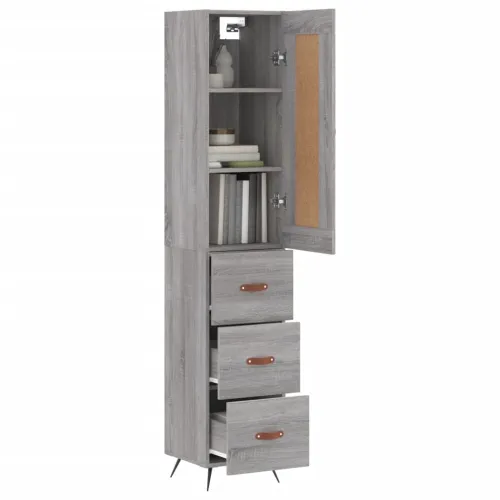 Visoka komoda siva sonome 34,5x34x180 cm od konstruiranog drva - Sivi hrast sonoma 1 3 ladice Cijena