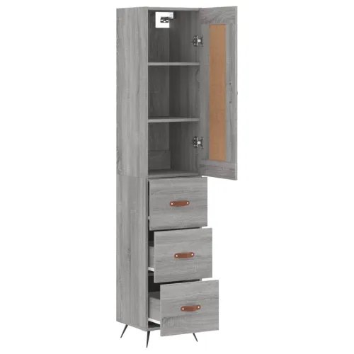 Visoka komoda siva sonome 34,5x34x180 cm od konstruiranog drva - Sivi hrast sonoma 1 3 ladice Cijena