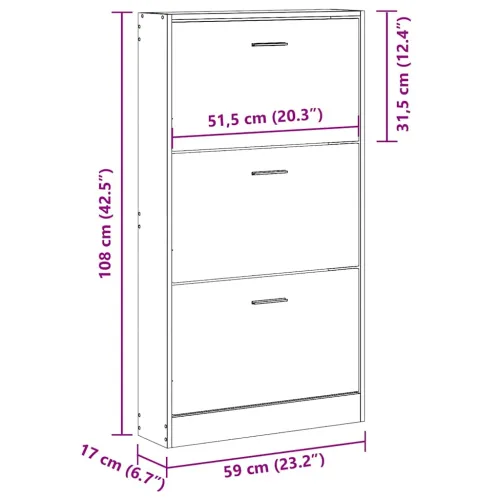 Ormarić za cipele crni 59x17x108 cm od konstruiranog drva - Crna 1 108 cm 1 Cijena