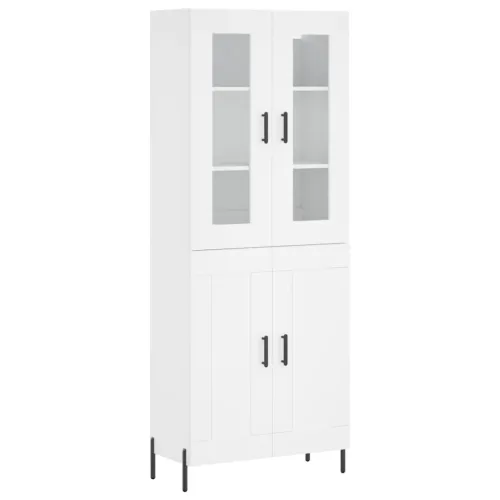 Visoka komoda bijela 69,5x34x180 cm konstruirano drvo - Bijela 1 2 drvena vrata Bijela Cijena