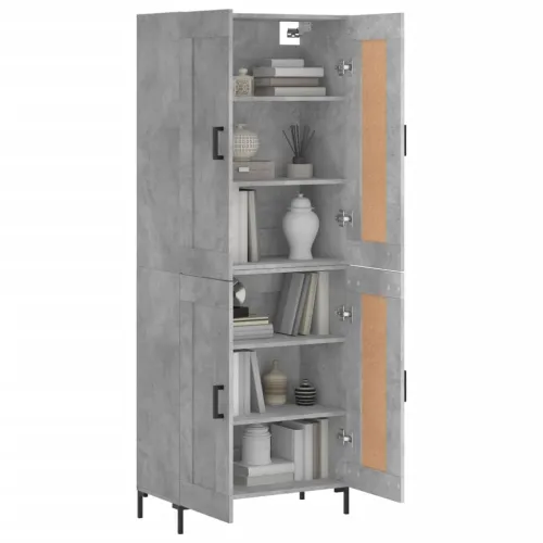 Visoka komoda siva betona 69,5x34x180 cm od konstruiranog drva - Beton siva 1 2 drvena vrata Cijena