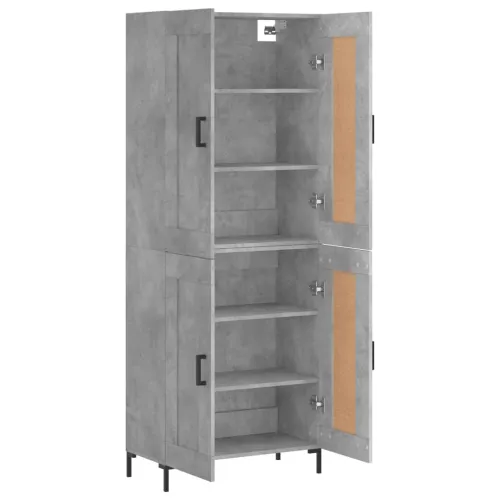 Visoka komoda siva betona 69,5x34x180 cm od konstruiranog drva - Beton siva 1 2 drvena vrata Cijena