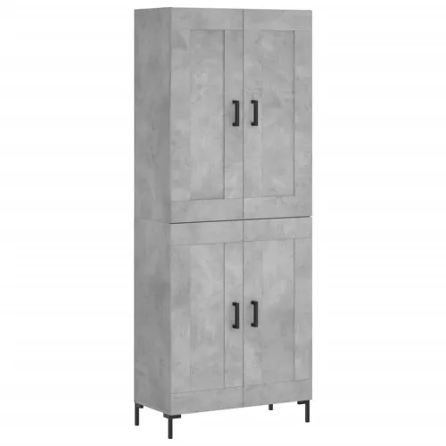 Visoka komoda siva betona 69,5x34x180 cm od konstruiranog drva - Beton siva 1 2 drvena vrata Cijena