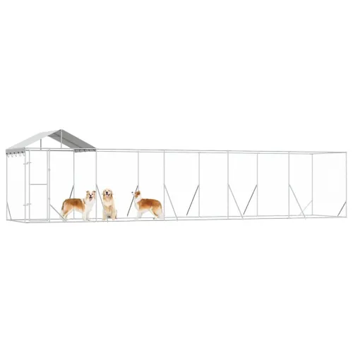 Vanjski kavez za pse s krovom srebrni 10x2x2,5m pocinčani čelik - 10 x 2 x 2.5 m Cijena