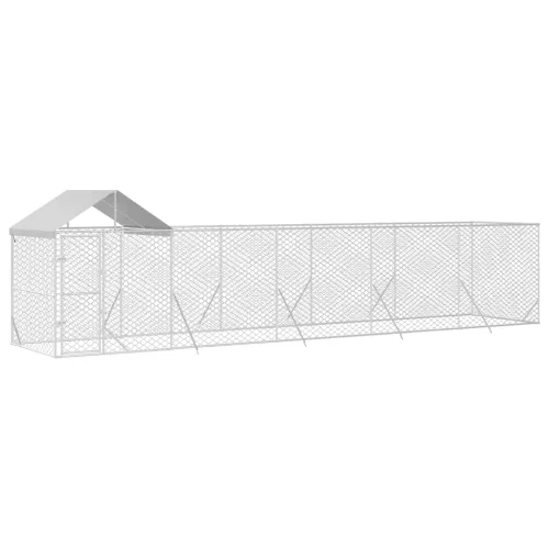 Vanjski kavez za pse s krovom srebrni 10x2x2,5m pocinčani čelik - 10 x 2 x 2.5 m Cijena